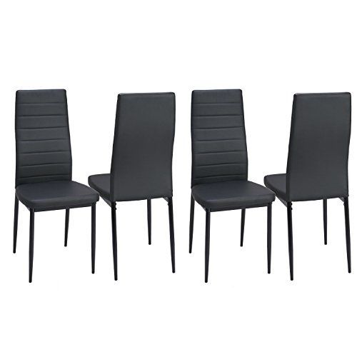 Outdoor Kitchen Set Style Elegant aingoo dining side chairs set of 4 pu leather elegant design high back home kitchen furniture black
