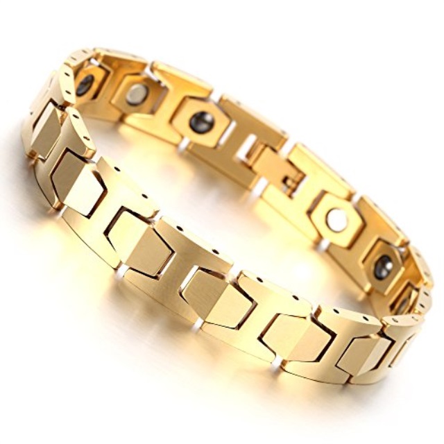 Hitreasure Men S Gold Tungsten Magnetic Therapy Germanium Link Hitreasure Men S Gold Tungsten Magnetic Therapy Germanium Link Bracelet For Arthritis Pain Relief