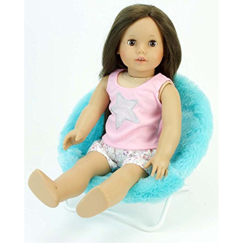 Sophia S 18 Inch Doll Furniture Fuzzy Aqua Papasan Chair