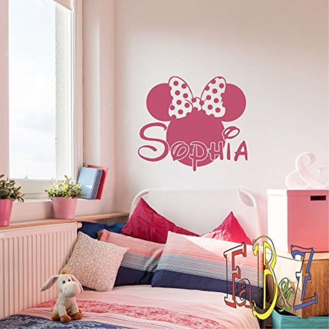 Fabwalldecals Personalized Girl Name Wall Decal Minnie Mouse