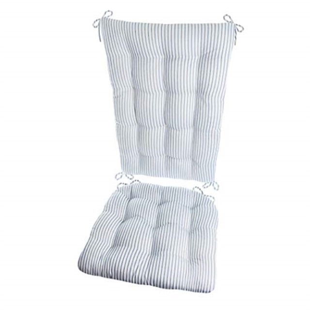 Barnett Products Ticking Stripe Blue Rocking Chair Cushions Extra Barnett Products Ticking Stripe Blue Rocking Chair Cushions Extra Large Seat Cushion With Ties And Back Rest Reversible L