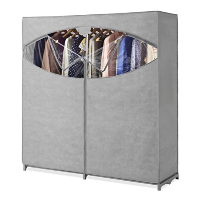 Whitmor Portable Wardrobe Clothes Storage Organizer Closet With Whitmor Portable Wardrobe Clothes Storage Organizer Closet With Hanging Rack Extra Wide Grey