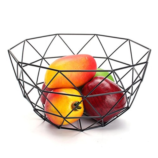 Pueri Wire Fruit Basket Black Geometric Metal Decorative Pueri Wire Fruit Basket Black Geometric Metal Decorative Storage Display Bowl By