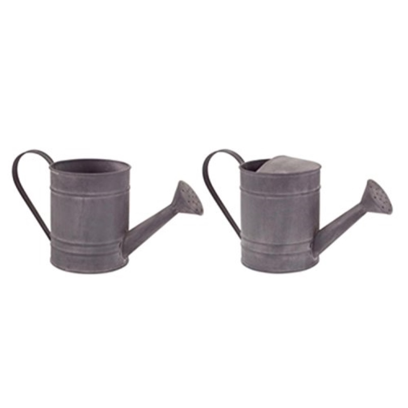 Melrose Pack of 6 Gray Handled Galvanized Watering Cans 5.75"