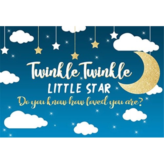 Aofoto 5x3ft Twinkle Twinkle Little Star Background Clouds Moon Photography Backdrop Sweet Infant Birthday Party Decoration Bann