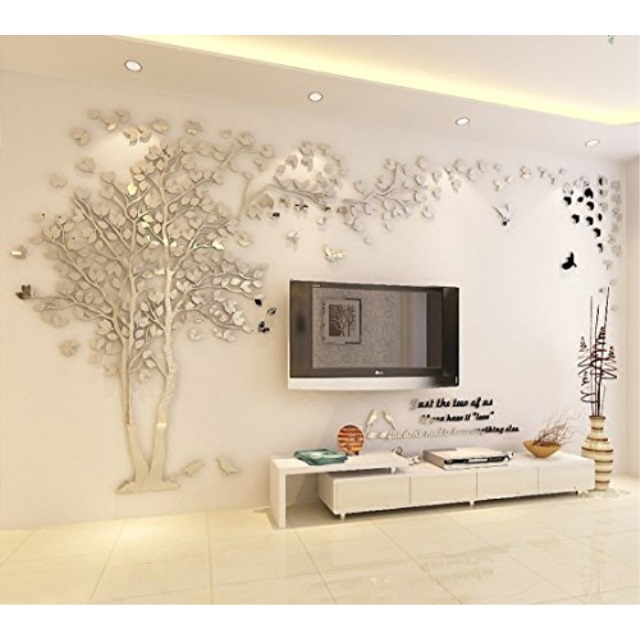 Mjtp Diy 3d Giant Couple Tree Wall Decals Stickers Crystal Acrylic Dcor Arts M Silver Left To Right - Large Tree Wall Decal Uk Mjtp Diy 3d Giant Couple Tree Wall Decals Stickers Crystal Acrylic Dcor Arts M Silver Left To Right - Large Tree Wall Decal Uk