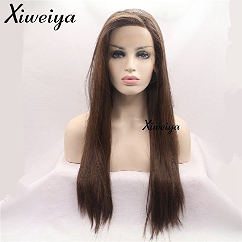 xiweiya Xiweiya Long Silky Straight Hair For Women Natural Brown Side Part  Synthetic Lace Front Wigs Heat Resistant Mermaid Hair Replace