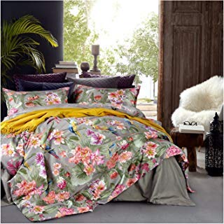Eikei Vintage Botanical Flower Print Bedding 400tc Cotton Sateen Romantic Floral Scarf Duvet Cover 3pc Set Colorful Antique Draw Eikei Vintage Botanical Flower Print Bedding 400tc Cotton Sateen Romantic Floral Scarf Duvet Cover 3pc Set Colorful Antique Draw