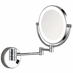 Gecious 10x Wall Mounted Lighted Vanity, Wall Mounted Lighted Vanity Mirror Led