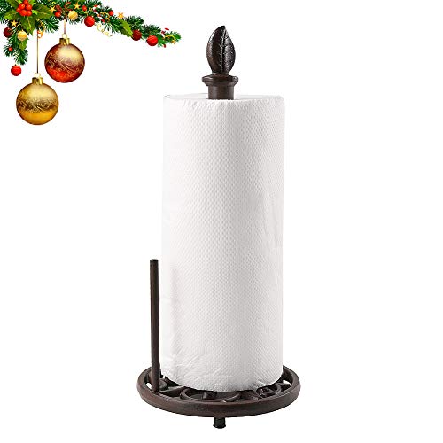 JOGREFUL Vintage Metal Paper Towel Holder Brown Cast Iron Roll Paper Towel  Stand for Kitchen Bathroom Home Decor