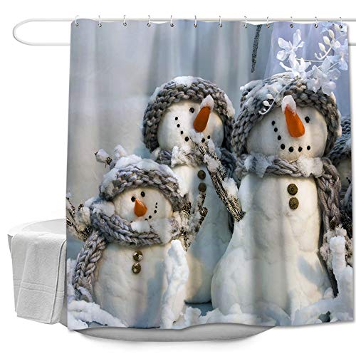 Colorful Star Snowmen Winter Shower, Snowman Shower Curtain Set