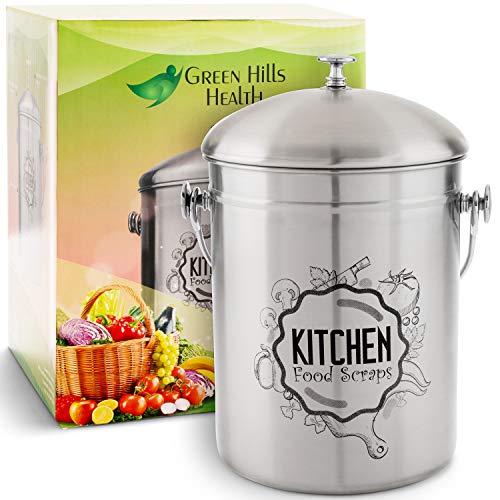 Green Hills Health Kitchen Compost Bin Stainless Steel (Food ...