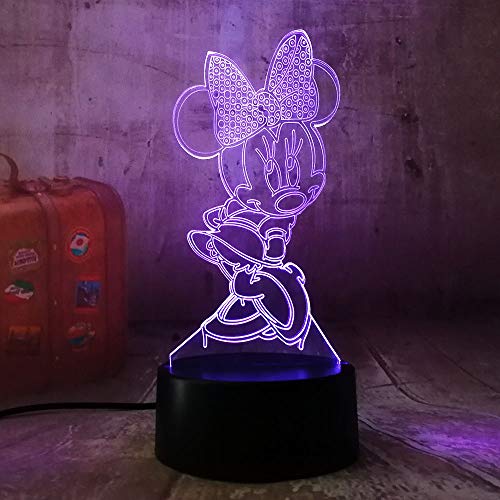 Generic 3D Cartoon Minnie Mouse Night Light LED RGB 7 Color Change USB  Remote Control Desk Table Lamp for Child Kids Christmas Gift Nove
