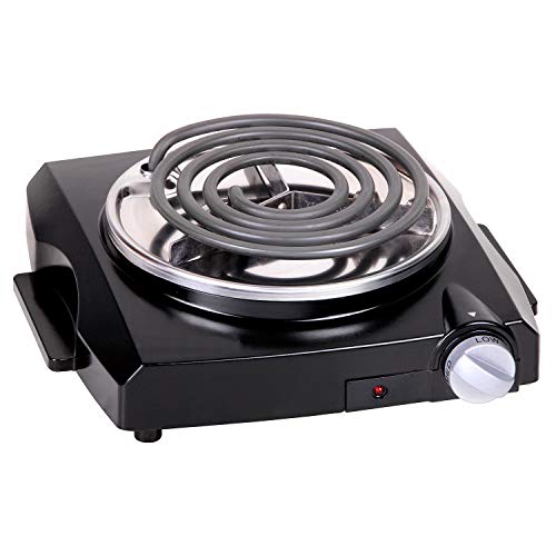 Techwood Portable Electric Burner Single Hot Plate Home Use Countertop  Cooktop 1100W Stainless Steel Indoor Adjustable Temperatu