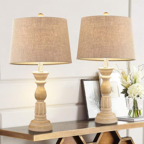 Oneach Table Lamps Set Of 2 For Living Room Bedside Desk Vintage Bedroom Study Kids Office White Washed Oneach Table Lamps Set Of 2 For Living, Living Room Table Reading Lamps