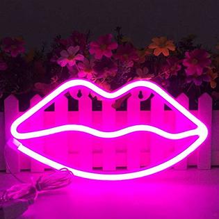 Yanling Lip Light Up Neon Signs Led Lights Wall Decor For Children Baby Room Birthday Party Bar Decoration Pink - Neon Light Up Wall Decor