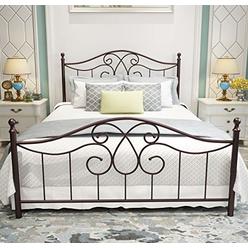 Yerperfo Vintage Sy Metal Bed Frame, Bed Frame Without Box Spring Needed