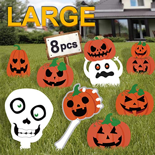 Indstb07dfmbmm8 Pawliss Halloween Decorations Outdoor Extra Large 8ct Pumpkins Skeleton And Ghost Corrugate Yard Signs With Stake Family Friendl