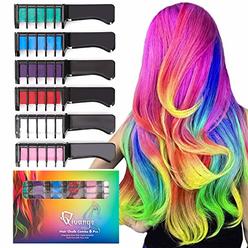 Qivange Hair Chalk Comb for Girls Kids Gifts Age 4 5 6 7 8 9 10 Years Old Non-Toxic Washable Temporary Hair Chalk Bright 6 Colo