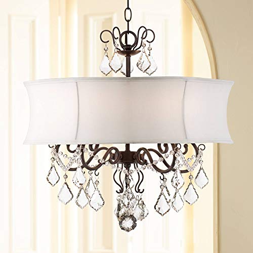 Vienna Full Spectrum Zula Dark Bronze Crystal Pendant Chandelier 22 Wide White Fabric Shade 5 Light Fixture For Dining Room House Foyer Kitchen Islan Vienna Full Spectrum Zula Dark Bronze, Zula Kitchen Island