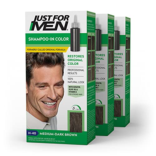 Just For Men Shampoo-In Color (Formerly Original Formula), Gray Hair Coloring for Men, With Keratin and Vitamin E for Stronger H