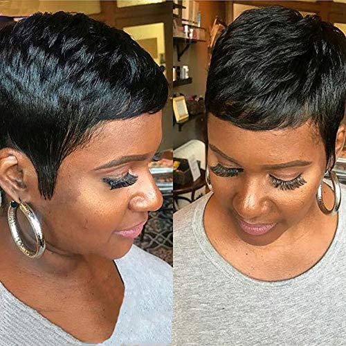 AIWEISE Short Human Hair Pixie Wigs for Black Women Short Pixie Wigs Human  Hair Short Cut Wig