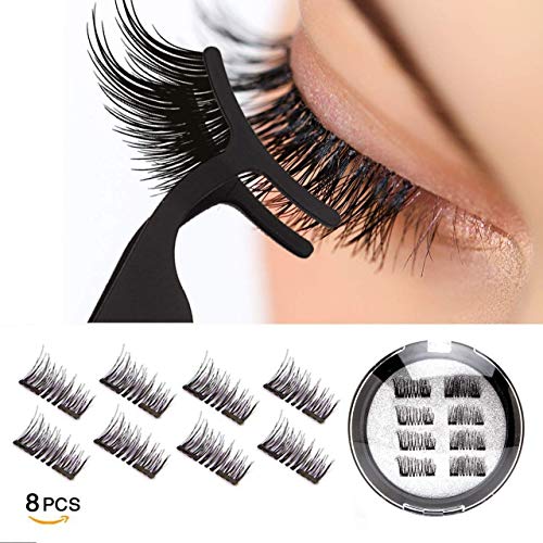 VASSOUL Dual Magnetic Eyelashes, 0.2mm Ultra Thin Magnet, Light weight & Easy to Wear, Best 3D Reusable Eyelashes with Applicato