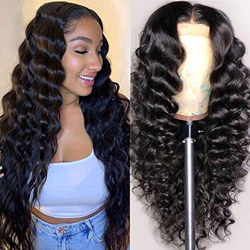 BINF Hair Loose Deep Wave Human Hair Lace Front Wig Pre Plucked 20 inch Brazilian Virgin 13x4 Lace Front Wigs with Baby Hair Loo