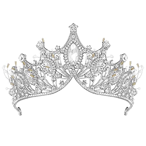 shinybin Silver Princess Tiaras for Women, Bridal Crown for Women Birthday Prom Queen Tiara Headband for Girls Hair Accessories