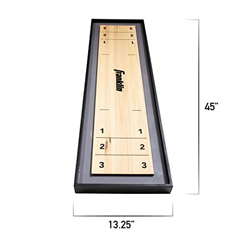Franklin Sports 2-in-1 Shuffleboard Table and Curling Set - Portable Tabletop Set Includes 8 Rolling Mini Pucks - 45"