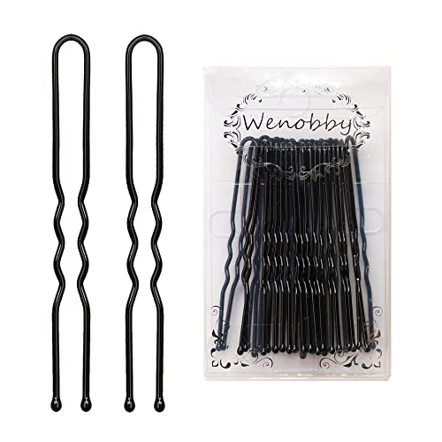 Wenobby 40 PCS Large Heavy Duty Crinkled Hair Pins,Bobby Pins,For Buns  Updo, Inch With 2 Storage Boxes