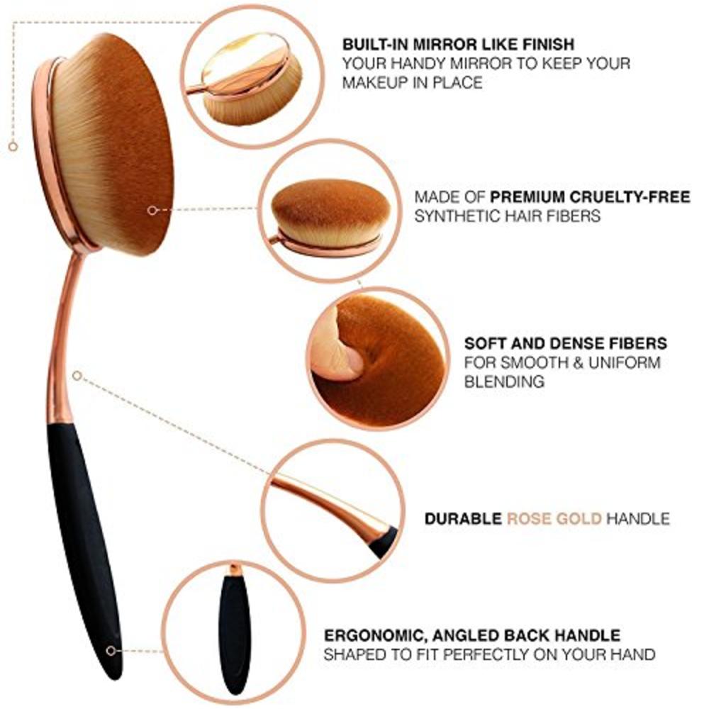 Yoseng Makeup Brushes Set 10Pcs Professional Oval Toothbrush Foundation Cream Contour Powder Blush Conceler Eyeliner Blending Br