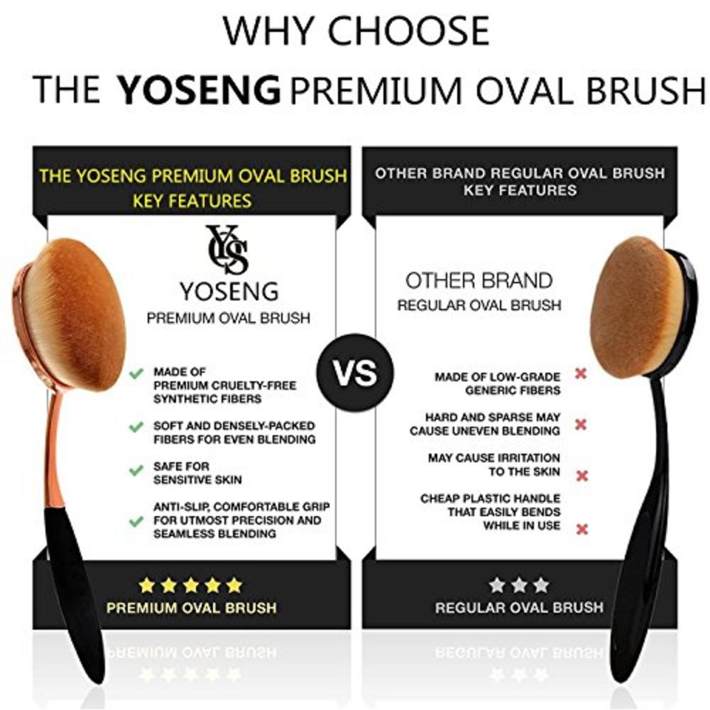 Yoseng Makeup Brushes Set 10Pcs Professional Oval Toothbrush Foundation Cream Contour Powder Blush Conceler Eyeliner Blending Br