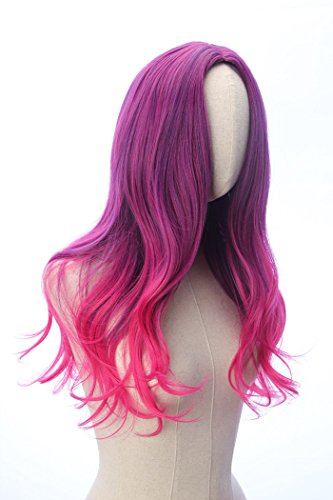 CosplayWigsCom Long Wavy Gamora Cosplay Wig Purple Mixed Red Pink Gradient Ombre  Hair