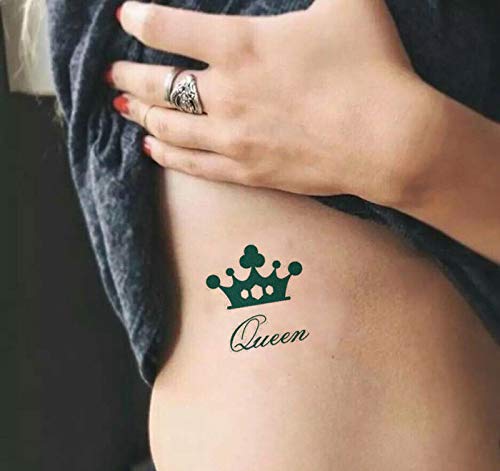 SanerLian Waterproof Temporary Fake Tattoo Stickers Classic King Queen  Crown Design Set of 2