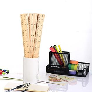 12 Pack Wooden Rulers 6 Inch - Bulk School Office Supplies With Dual Scale