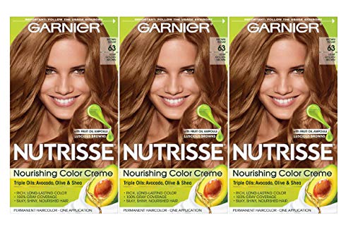Garnier, Nutrisse Nourishing Hair Color Creme Packaging May Vary, 63 Light  Golden Brown (Brown Sugar), 3
