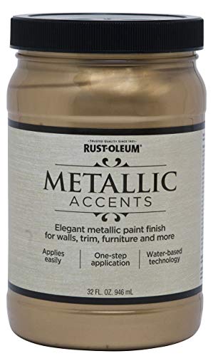 Rust-Oleum 253537 Metallic Accents Paint, Quart, Soft Gold