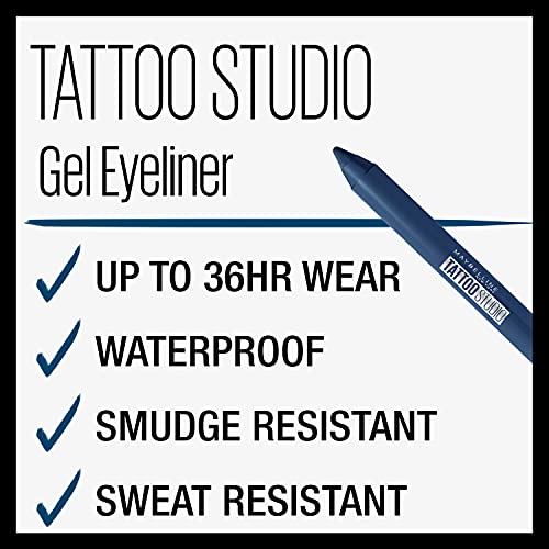 Maybelline New York Maybelline TattooStudio Sharpenable Gel Pencil Waterproof Longwear Eyeliner, Deep Onyx, 0.04 oz.