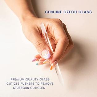 Glass Cuticle Set of 2 Manicure Nail Care Tools - Bona Fide Beauty Premium Czech Glass 2 Piece Set
