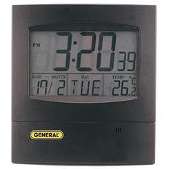 General Tools DJC381 Jumbo Display Digital Wall Clock with Time, Day, Date and Temperature, Black