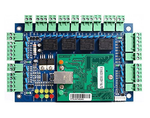 MENGQI-CONTROL ELELAB0723D7BMZ 110V Security Network Door Access Control Board Kit Metal Power Box for 4 Doors Fail Secure Strike Lock RFID Password Reader Key Wiring-Diagram Software Sears