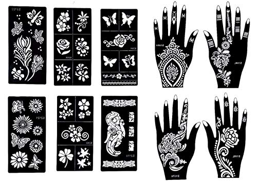 Gilded Girl Reusable Stencils For Henna Tattoo 10 Sheets Beautiful Hands And Body Art Temporary Tattoo Templates Airbrush F
