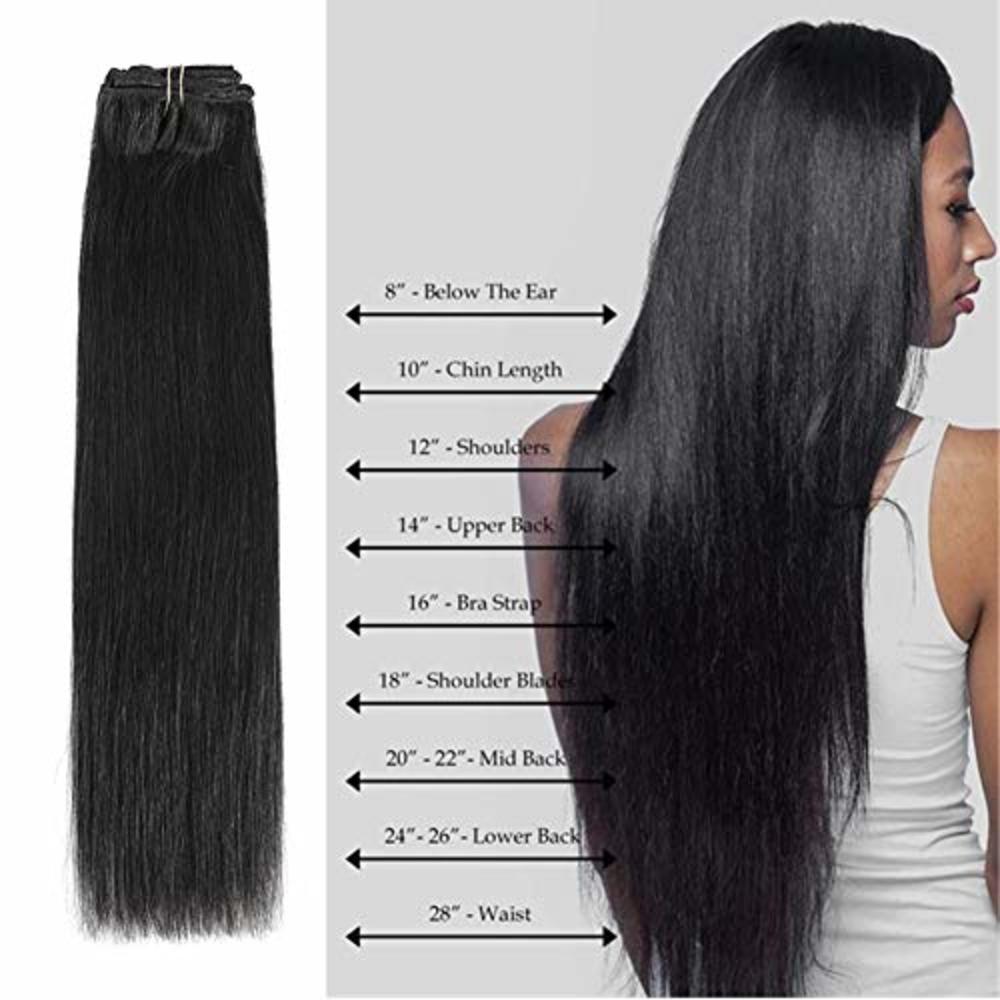 Lovbite Human Hair Extensions Clip in Hair Double Weft 120G Jet Black  Straight Clip in Hair