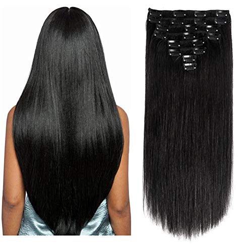 Lovbite Straight Real Hair Clip in Human Hair Extensions Double Weft 18Inch 120Grams Black Thick Hair Lovbite Straight Real Hair Clip in Human Hair Extensions Double Weft 18Inch 120Grams Black Thick Hair