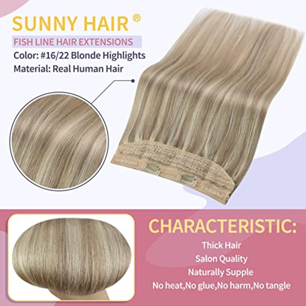 Sunny Hair Sunny Blonde Extensions Fish Line Real Human Hair Highlight  #16/22 Fishing Wire Hair