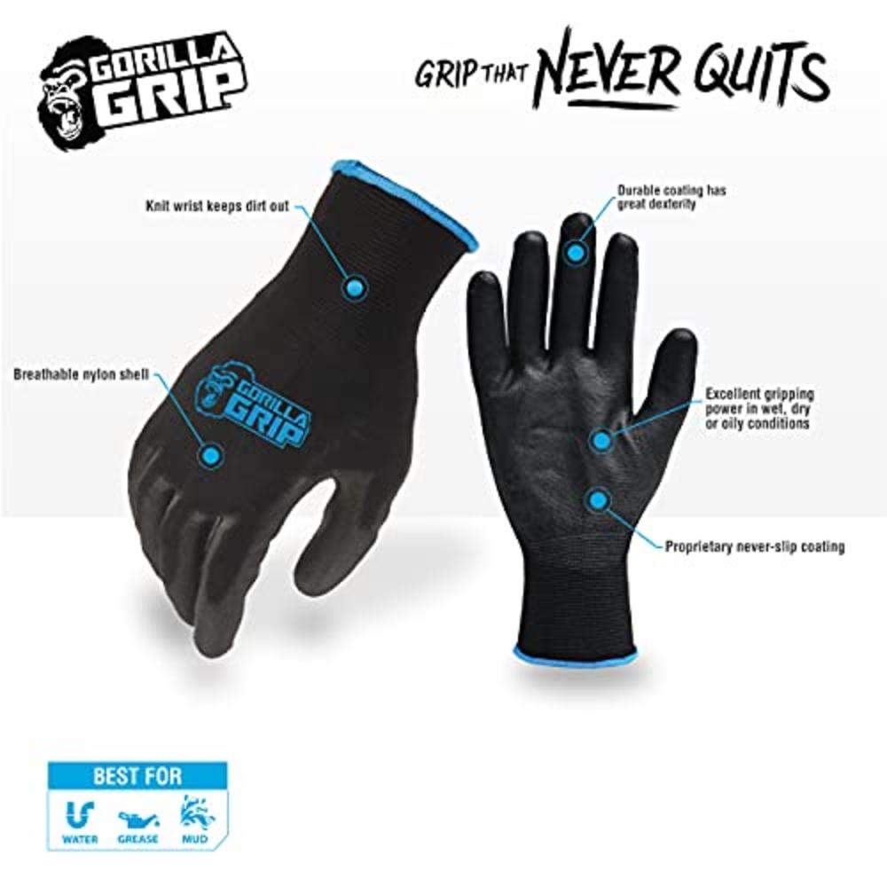 Gorilla Grip Slip Resistant All Purpose Work Gloves | Size: Large | Pack of 25 Pairs of Gloves