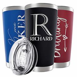 Be Burgundy Personalized Tumblers w/ Splash Proof Lid - 20 oz, Black - 12 Designs - Vacuum Insulated Travel Coffee Mugs - Stainless Steel Do