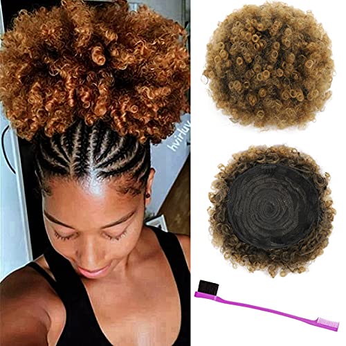 AICILY Synthetic Afro Puff Drawstring Ponytail Short Kinky Curly Hair Bun  Extension Donut Chignon Hairpieces Wig Updo Hair Exten