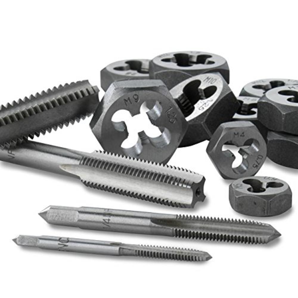 NEIKO 00908A Tap and Die Set | 76 Piece Threading Tool | Standard & Metric |Alloy Steel | Hexagon T Type Wrench | SAE and MM